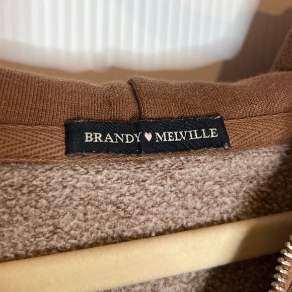 BRANDY MELVILLE Christy Oversized Full Zip Hoodie in Brown. One Size - Picture 10 of 11
